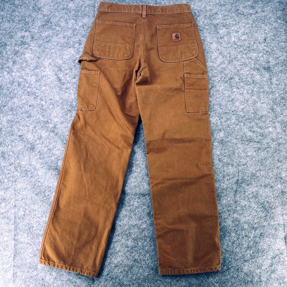 Carhartt B11-BRN Dungaree Pants Men 29x32 Brown Canvas Duck Carpenter Work